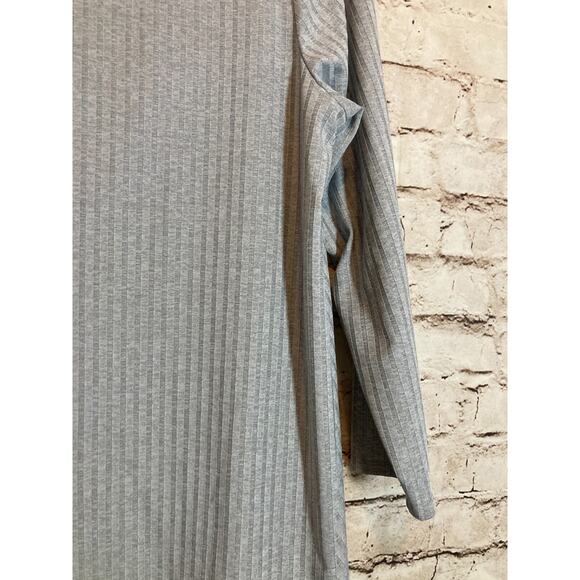 Marla Wynne Top Womens Medium Light Gray Ribbed Long Sleeve Capsule Minimalist - Picture 5 of 13